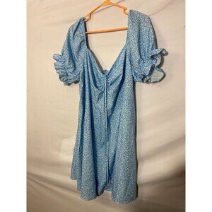 Romantic Blue Floral Cottagecore Dress Ruffle Sleeves Womens Plus Size 4X